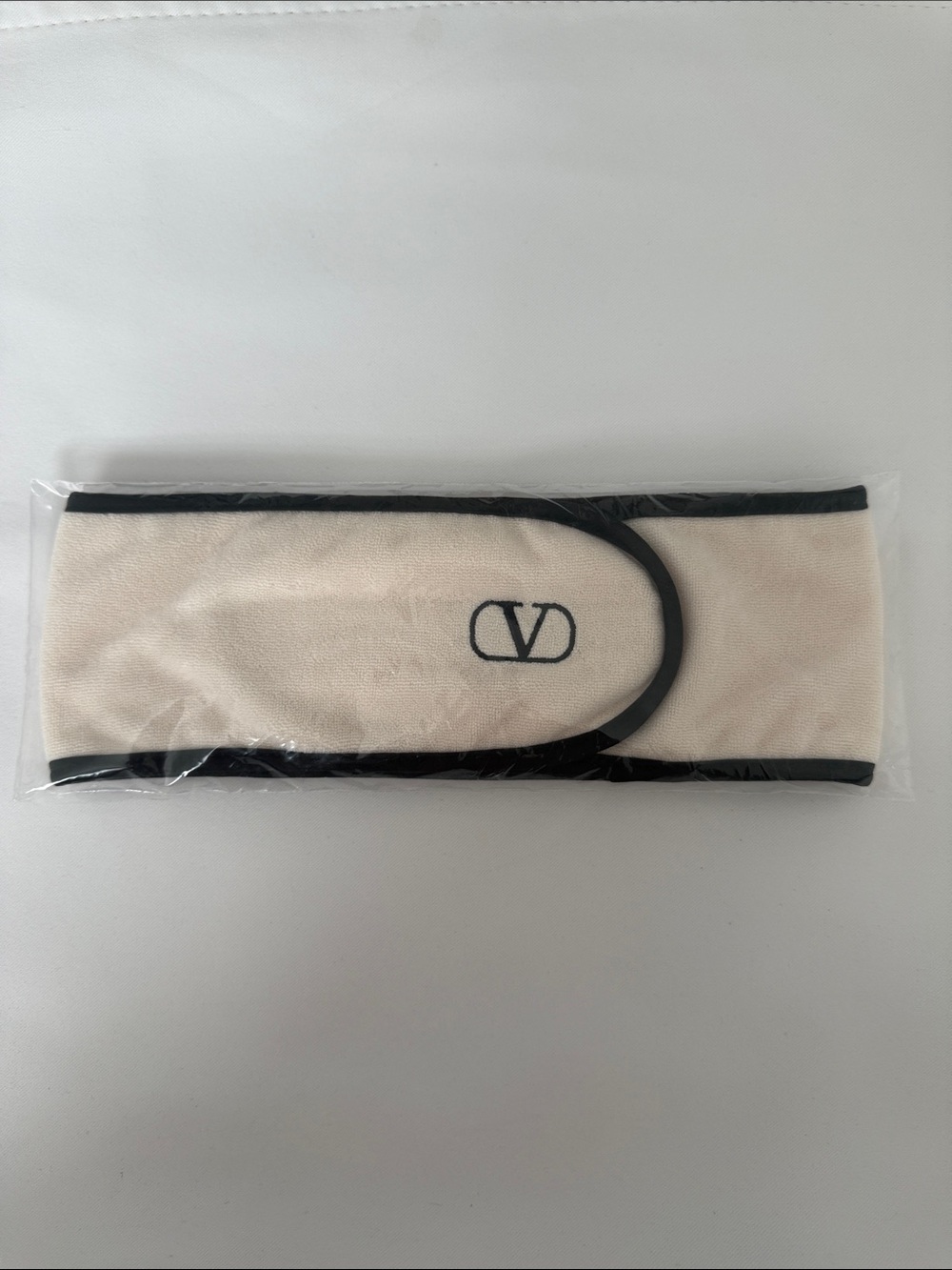 Valentino Cream and Black Logo Headband
